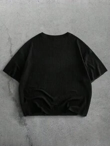 Manfinity VCAY Men's Summer Casual Versatile Solid Color Short Sleeve T-Shirt - Black - View 2