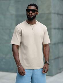 thenoahjr thenoahjr 3pcs Pack Men's Solid Color Loose Fashion Casual Crew Neck Short Sleeve Simple Tee - Brown - View 5