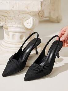 CUCCOO CHICEST Women Shoes Spring And Summer New Models, Denim Pointed Empty Shoes, Big Bow Stiletto Mary Jane Shoes, Retro Casual Style, Daily Commuting Dating Shoe - Cowboy Black A - View 4