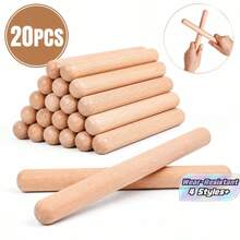 10-32 piezas de instrumentos de percusión de madera clásicos, palos de ritmo de madera dura natural de 8 pulgadas, instrumentos musicales, instrumentos musicales, Otamatone, fundas de silicona para dedos, palos de aplauso - Multicolor - Ver 1