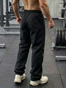 GymBeat Men's Gothic Spider Print Drawstring Waist Loose Fit Sports Long Pants - Black - View 2