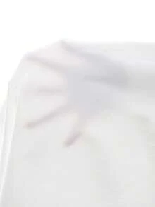 LYSMO Women's Solid Color Drop Shoulder Single-Breasted Casual High-Low Hem Shirt - White - View 9