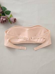SHEIN 女款純色加厚休閒日常無肩帶內衣 - 粉色 - 查看 8