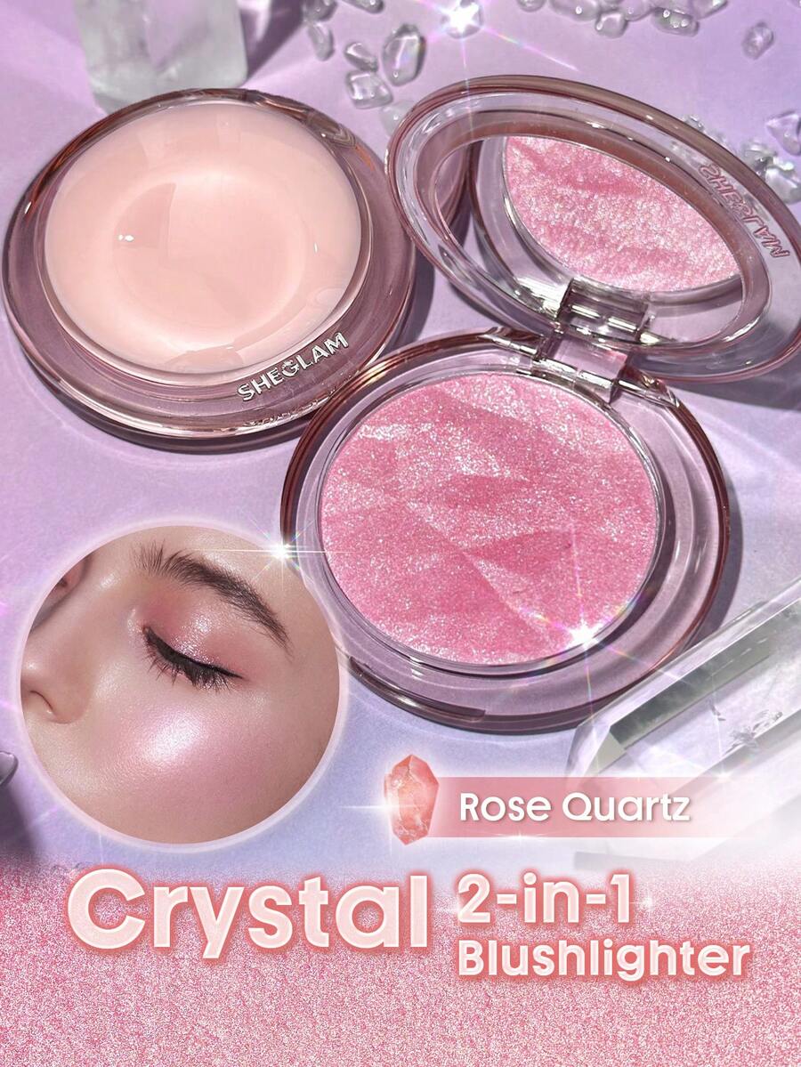SHEGLAM Crystal Intentions High Vibration Blushlighter-Rose Quartz 2-In-1 Blush + Highlighter Brand Beauty Cosmetic Makeup For Women And Girls - Rose Quartz - View 1