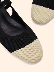 CUCCOO BASICS Women's Mary Jane Flat Shoes With Ribbon Strap, Comfortable Square Toe - Black apricot - View 3
