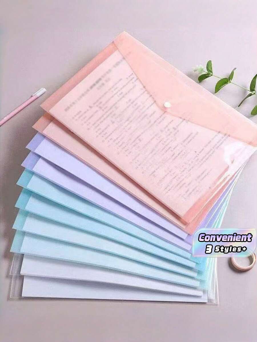 10入 A4 壓扣式文件夾－莫蘭迪色系，塑膠文件夾，PP材質，適用於學校與辦公室使用 - 10PCS - 查看 1