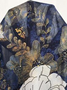 SHEIN Clasi 女款花卉印花單排扣百搭時尚襯衫，適合度假 - 彩色 - 查看 9