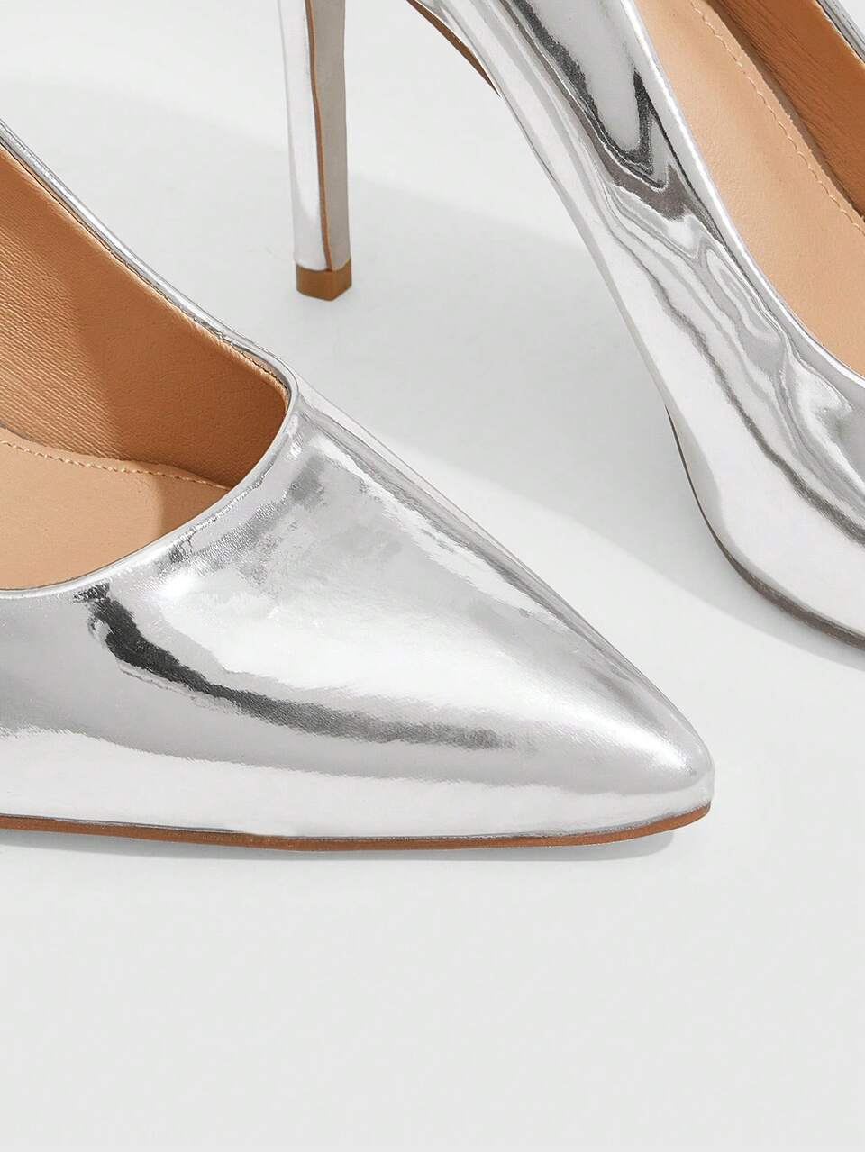 CUCCOO SZL Women's Metallic Silver Pointed Toe Stiletto Pumps Chic High Heel Shoes Fall Shoes