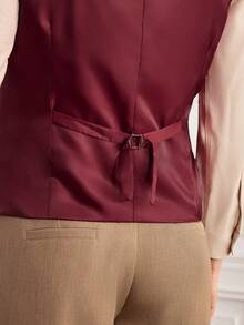Officeau Men's Burgundy Waistcoat, With 4 Buttons, For Formal Business/ Office - Burgundy - View 8