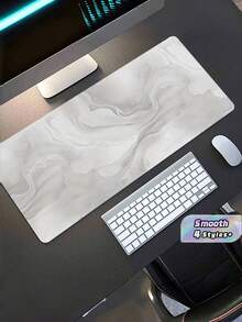 1pc Durable Washable Anti-Slip Rubber Mouse Pad, White And Gray Marble Design, Can Be Used As Keyboard Protector, Suitable For Office, Computer And Gaming, Waterproof And Durable - multicolor - View 1