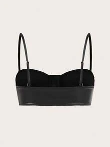 SHEIN X YERIMUA SHEIN ICON 外出上衣 人造皮革黑色短款上衣，带多个拉链 - 黑色 - 查看 2