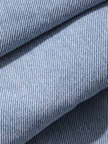 Dazy Plus Light Wash Blue Collared Pocket Long Sleeve Plus Size Women's Denim Shirt, Spring/Summer/Autumn - Light Wash - View 3