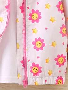 SHEIN 女童卡通圖案長袖前開拉鍊休閒連帽外套 - 粉色 - 查看 8