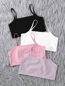 Conjunto de 4 piezas de tops de camisola con estampado de dibujos animados lindos para niñas preadolescentes - Multicolor - Ver 2