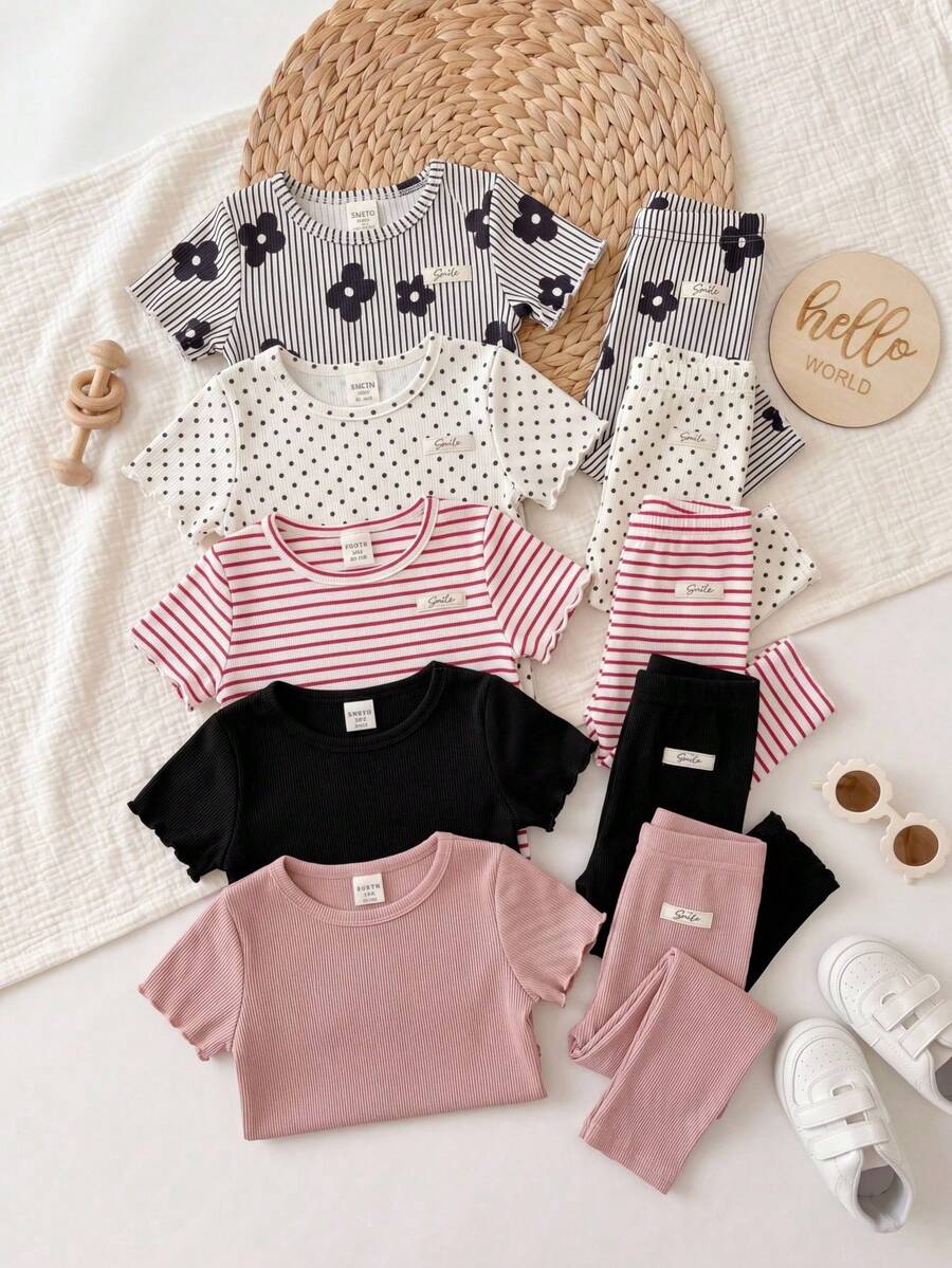 SHEIN 5PCS Baby Girls Bottoms - Multicolor - View 1