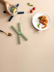 Insulating Mat Silicone Folding Pot Mat Creative Cross-Shaped Folding Silicone Mat Multi-Functional Kitchen/Dining Table Mat/Vegetable Mat/Cup Mat - Multicolor - View 9