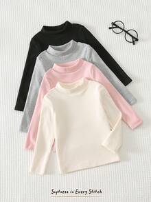 Cozy Pixies Baby Girl Solid Color Knitted Soft Round Neck Long Sleeve Pullover Tops 4pcs Set - Light Grey - View 3