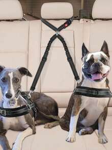 Nylon Dual-Dog Car Seat Belt With Adjustable Elastic Buffer Leash, Tangle-Free Dual Pet Car Headrest Seat Belt For Two Dogs, Hand Wash Only - Multicolor - View 11