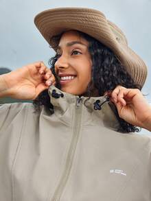 In My Nature Outdoor Hooded Raincoat Jacket - Khaki - View 3