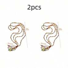 Joivida 2Pcs Handmade Colorful Beaded Curtain Tiebacks With Tassel, Boho Magnetic Curtain Holdbacks With Natural Stone Agate Glass Beads, Cute Boho Home Decor Curtain Straps For Sheer Curtains, Boho Curtain Tie Backs For Living Room Bedroom, Boho Home Decor Gift For Housewarming, Festival, Daily Use - multicolor - View 11