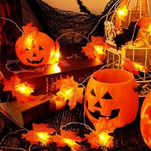 2pcs 1.5M/10LED Home Decor Maple Leaf String Lights,Fall Leaves Garland With Lights Warm White Fairy Lights,Fall Autumn Harvest Thanksgiving Decoration Light String,Halloween Decor Led String Light,Indoor Closet Door Decor Maple Leaf Light String - Warm white light - View 8