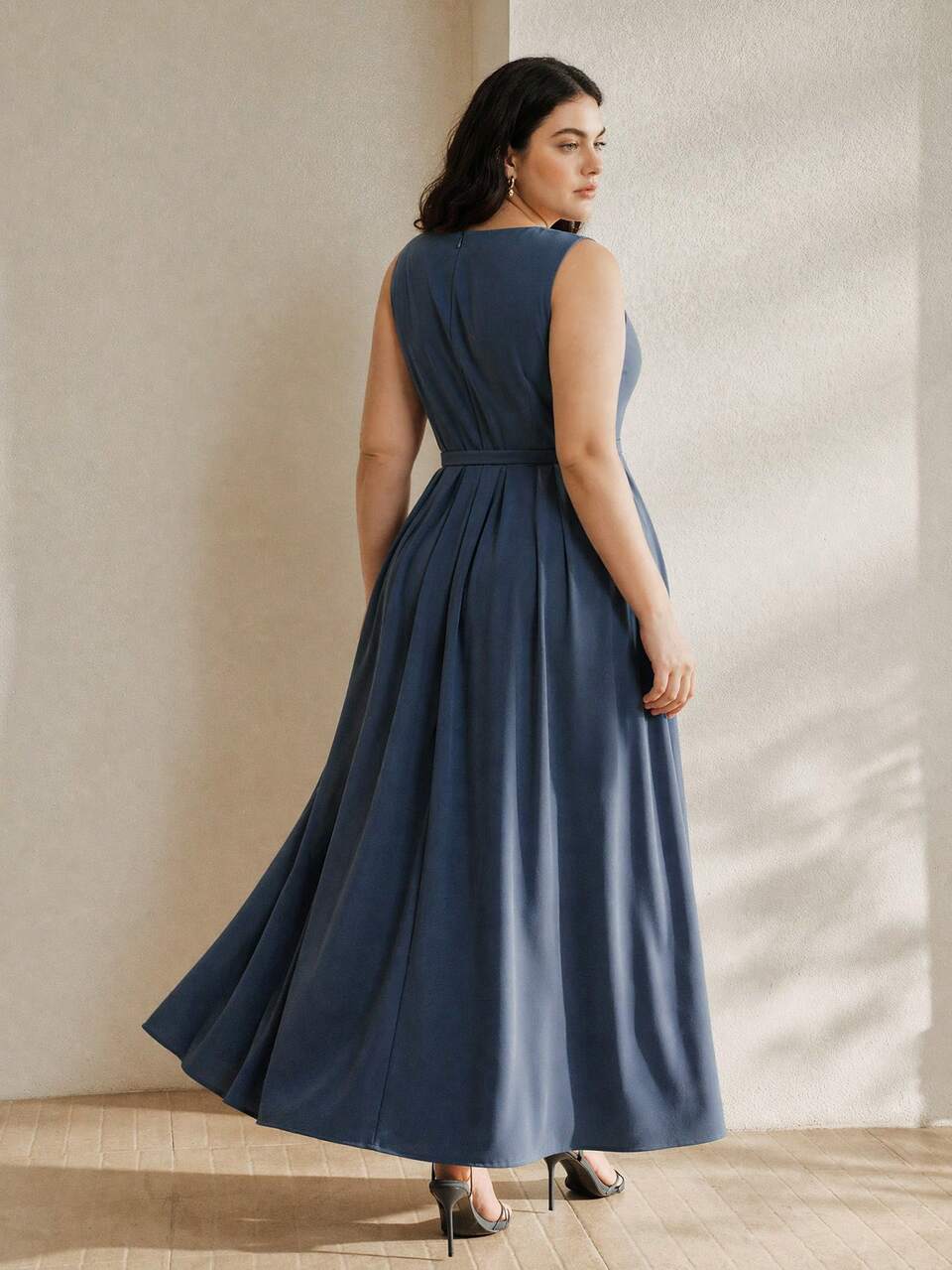 Plus Size Women's Floral Print Pleated Casual Party Dress