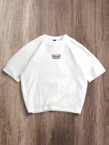 LOONEY TUNES X SHEIN Manfinity Joysei 男士宽松圆领短袖可爱卡通印花夏季T恤 - 白色 - 查看 2