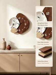 Mid-Century Modern Asymmetric Art Wall Clock, Non-Ticking Silent Clock With Lightweight Structure, Easy-Install Irregular Shape Wall Decoration, Home Decor - multicolor - View 3