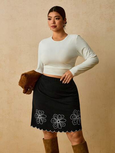 Travachic 2026 Plus Size Women's Vintage Casual Autumn/Winter Black Skirt