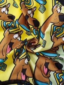 SCOOBY-DOO X SHEIN 男士字母松紧腰带休闲可爱卡通印花舒适平角内裤 - 綠色 - 查看 6