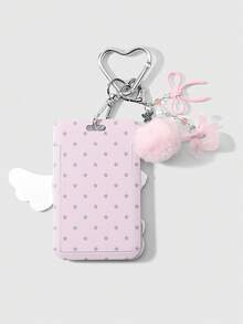 ROMWE Kawaii 1個時尚精緻極簡風粉色蝴蝶結愛心毛球亮片吉他波點翅膀星星卡夾 DIY 鑰匙圈包包吊飾 節日禮物 - 粉色-20 - 查看 4