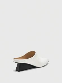 CUCCOO BIZCHIC Women Shoes Fashion Versatile Commuter Pointed Wedge Heel Shoes - White - View 5