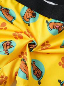 SCOOBY-DOO X SHEIN Young Boys Comfortable Cartoon Print Trunks - Black and White - View 6