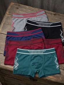 6 Pieces/Package And Comfortable Boxer Shorts With Lettering Print For Men - Multicolor B - View 2