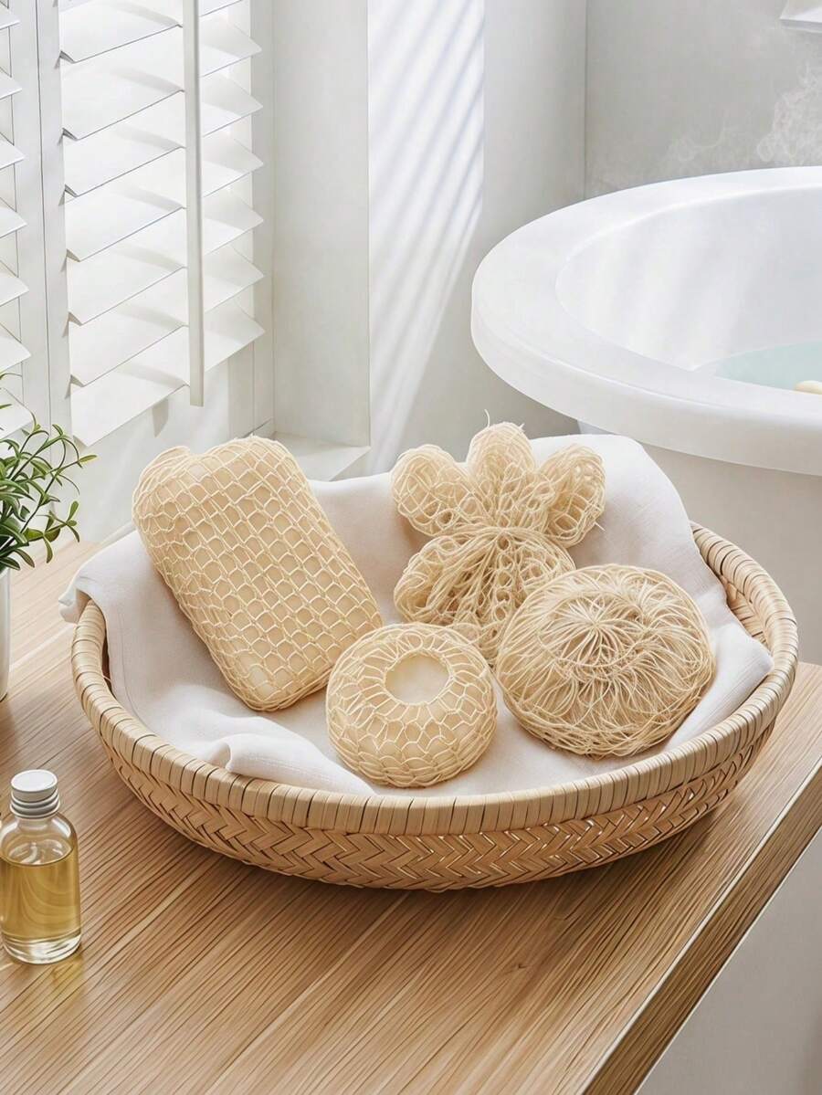 Madebyblanc 1 pieza Bola de baño personalizada Exfoliante de uso doméstico Herramienta de baño simple Bola de sisal Esponja de baño para adultos para exfoliación corporal - Multicolor - Ver 1