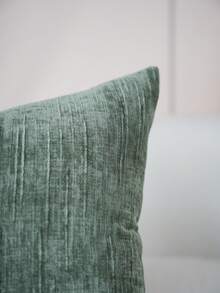 Cirelle 1pc/2pcs All-Season Vertical Textured Chenille Throw Pillow Covers, Solid Color Striped Square Cushion Cases, Neutral Minimalist Farmhouse Boho Decor For Sofa Bedroom Bay Window Homestay, Pillow Insert Not Included - Green - View 4