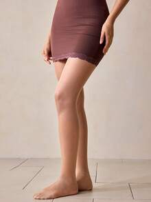 Veilyse Plus Size Women Silk Glossy Stockings, Black And Skin Color, Extra Large - Apricot - View 7