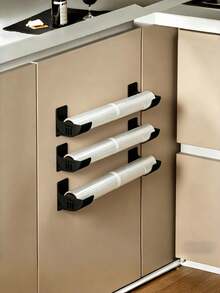 3Pairs Wall Mount Space Saving Large Capacity Kitchen Cabinet Organizer Rack For Cling Wrap Trash Bags Storage Holder Pantry Strong Durable - one size fits all - View 14