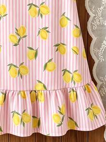 Emery Rose Kids Emery Rose Kids 女童條紋檸檬印花圓領無袖洋裝 - 彩色 - 查看 6