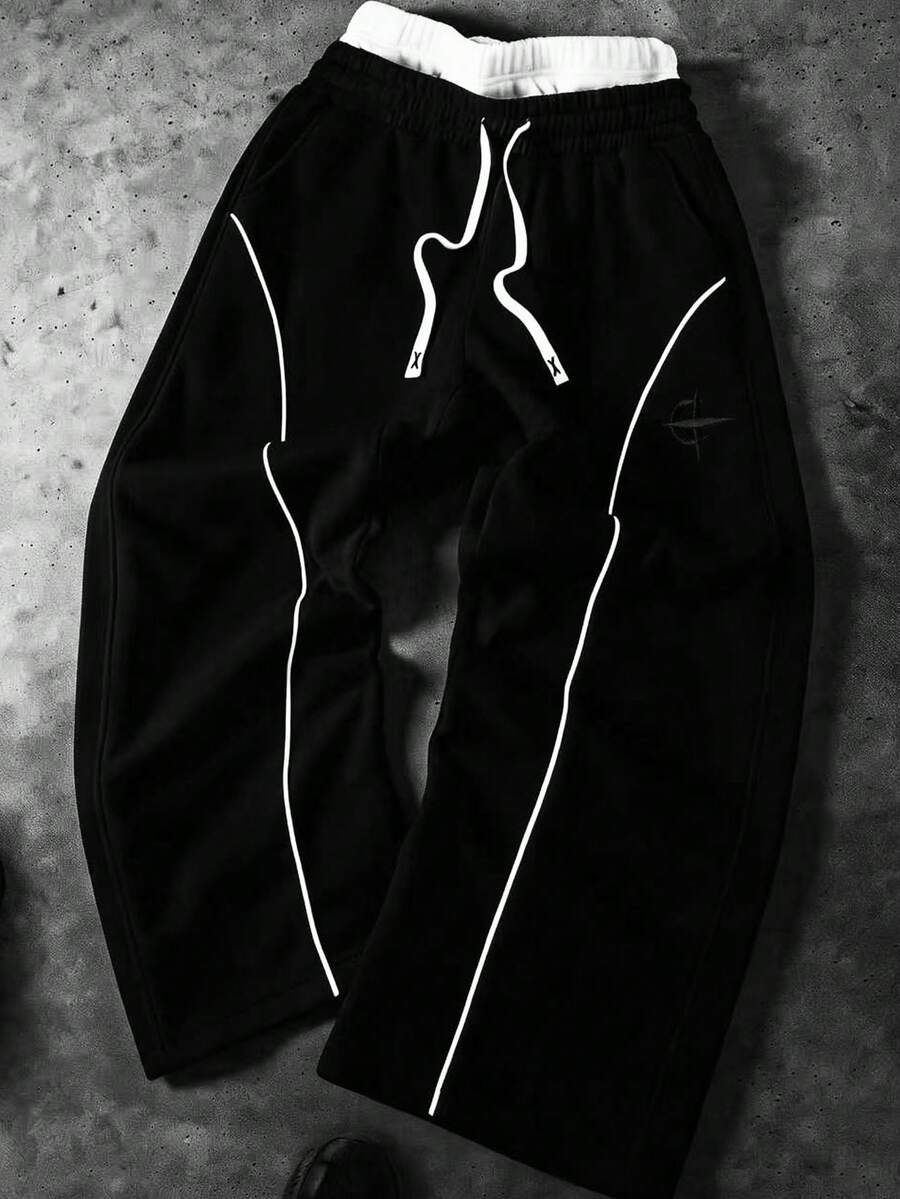 PAVTROS Men's Street Hip-Hop Sweatpants Wide Leg - Black - View 1