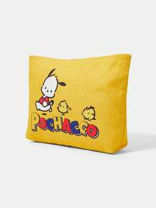 HELLO KITTY AND FRIENDS | SHEIN 1個卡通印花燈芯絨拉鍊化妝包，輕量多功能內襯化妝收納袋 - 狗 - 查看 4