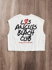 Manfinity Joysei Men's Slogan Print White Oversized Tank Top - White - View 2