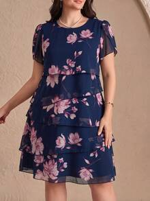 SHEIN Clasi 大尺碼女款花卉印花休閒派對與旅行洋裝 - 彩色 - 查看 9