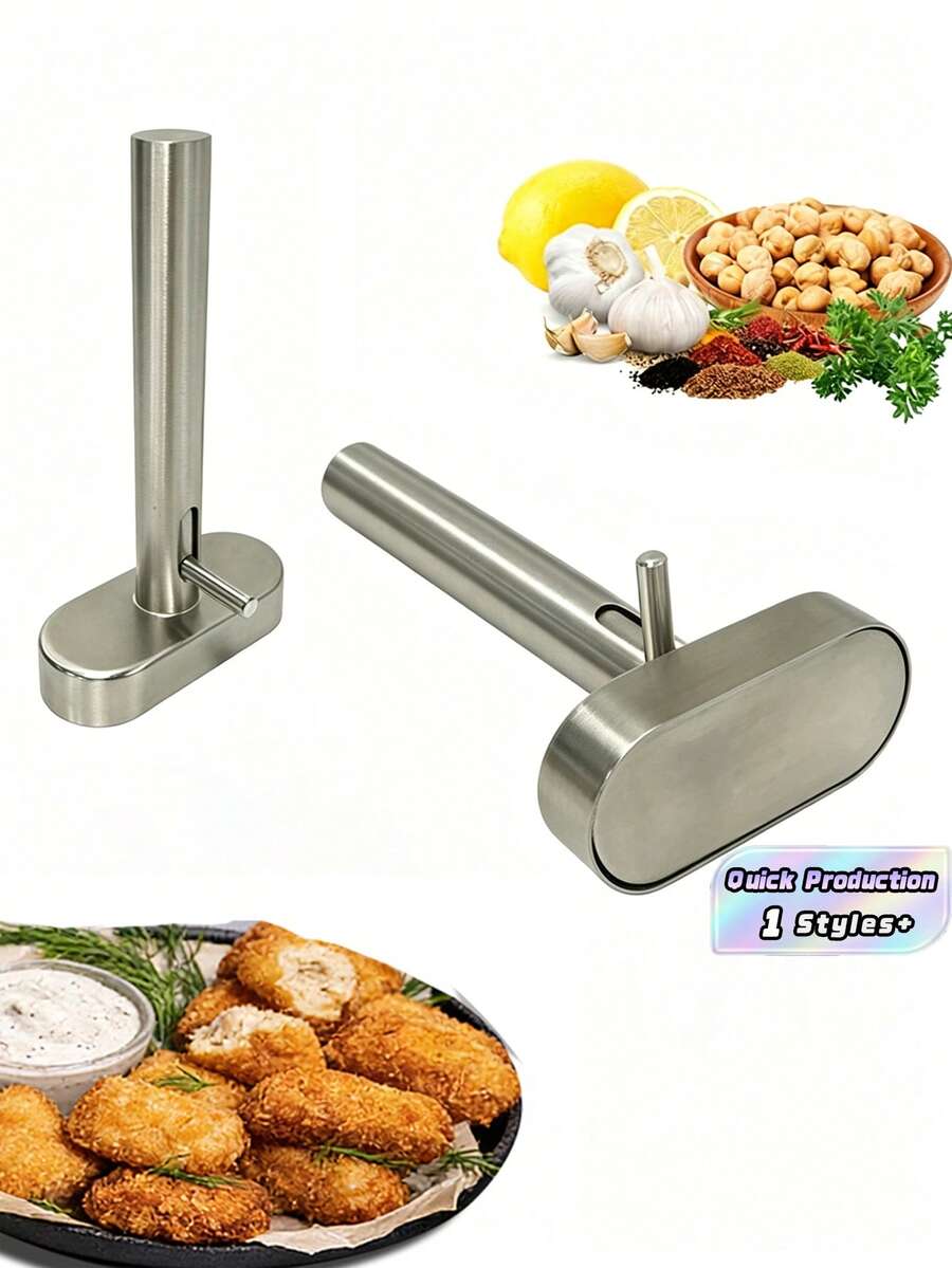 1pc Falafel And Meatball Maker Scoop, And Non-Sticky Stainless Steel Meatball And Falafel Baller Tool, Stainless Steel Professional Falafel Maker Scoop,Baller Scoop Mold - Silver - Upgraded - View 1