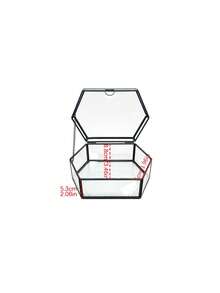 Luxury Black Polygon Glass Jewelry Display Box For Desktop Decor, Retro European Hex Embossed Glass Coasters With Golden Brass Edging, Anti-Slip Dining Table Ornament Mats. - black - View 13