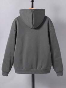 Sudadera con capucha y cremallera para adolescente, estampado de patrón versátil, multifuncional, para otoño - Gris - Ver 4