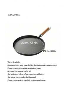 1PC 7.87/10.23 Inch Cast Iron Skillet With Wooden Handle, Multi-Functional Cookware Suitable For Frying Eggs And Pancakes, Ideal For Breakfast And Pancake Making, Versatile Cast Iron Pan - Wooden Handle Flat Bottom Pan, Suitable - View 4