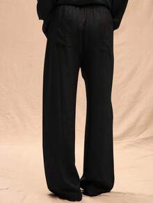 Musero Pantalones de lino oversize para hombre, solo para primavera, verano, vacaciones y Pascua - Negro - Ver 4