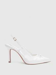 CUCCOO SZL Women's Shoes Beige Tin Knotted Design Pointed Fashion Daily Versatile Elegant High Heels - Off-white diced - View 2