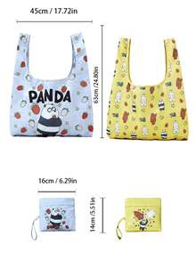 We Bare Bears X POKOJA LAND 1個可愛小熊吃草莓並說你好三隻小熊印花多功能收納袋大容量防水可折疊便攜收納袋 - 彩色 - 查看 4